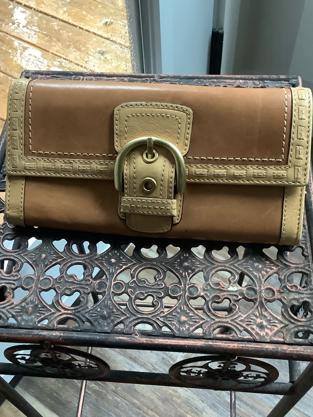 Coach Two-Tone Brown Leather Soho Wallet